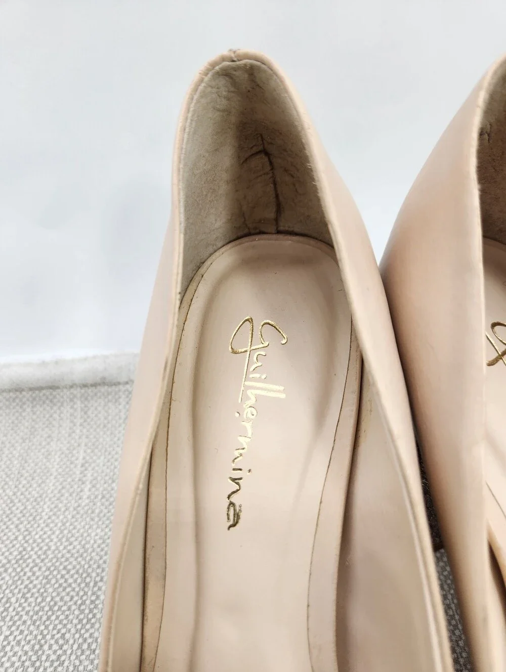 Guilhermina Anthropologie Size 7 M Pumps Cream Nude Leather Glitter Heels